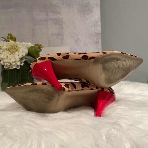 Martinez Valero Leather Calf Hair Leopard Multi Tone Heels Pumps Camel Red 5.5 - Picture 9 of 15